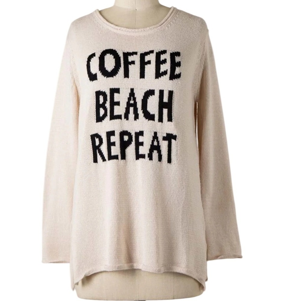 GILLI NWT COFFEE BEACH REPEAT Knit Sweater Long Sleeve Casual Cozy‎ Top Shirt